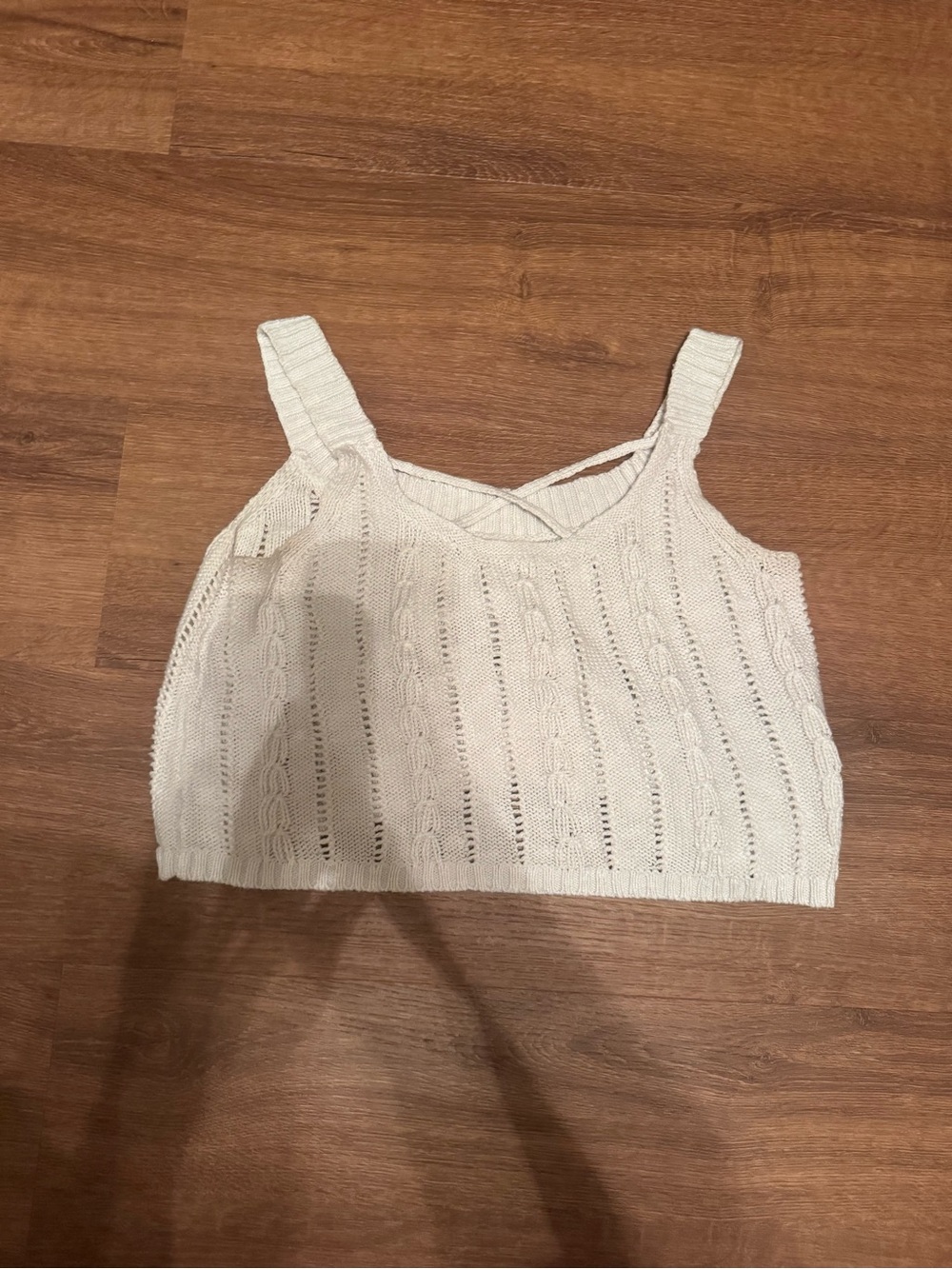 Hollister White Knit Cropped Tank Top with Strappy Back